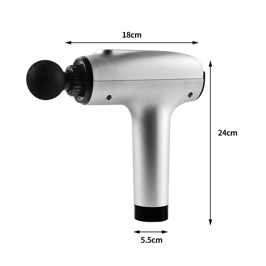 Massage Gun Deep Tissue Percussion Massager Muscle Vibrating Relaxing LCD 4 Head Silver Deals499
