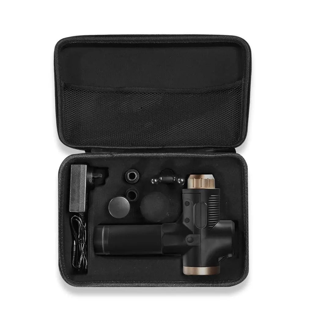 Massage Gun Electric Massager Vibration Muscle Therapy 4 Heads Percussion Black Deals499