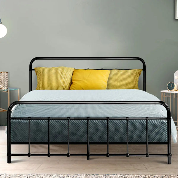 Metal Bed Frame Queen Size Platform Foundation Mattress Base Leo Black Deals499