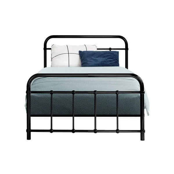 Metal Bed Frame Single Size Platform Foundation Mattress Base Leo Black Deals499