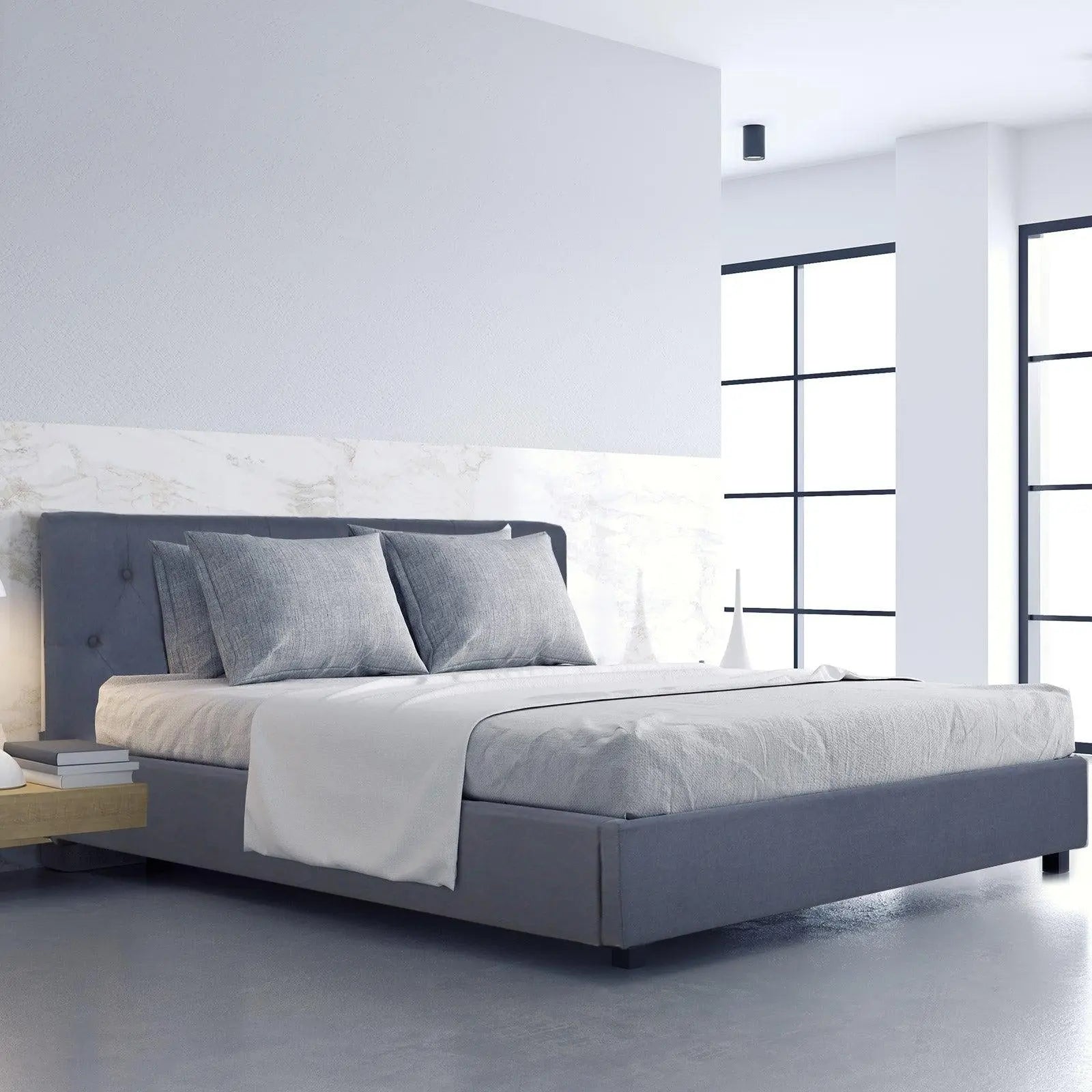 Milano Capri Luxury Gas Lift Bed Frame Base And Headboard With Storage All Sizes Charcoal Single Deals499