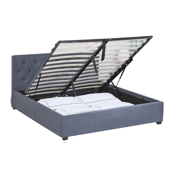 Milano Capri Luxury Gas Lift Bed Frame Base And Headboard With Storage All Sizes Grey Single Deals499