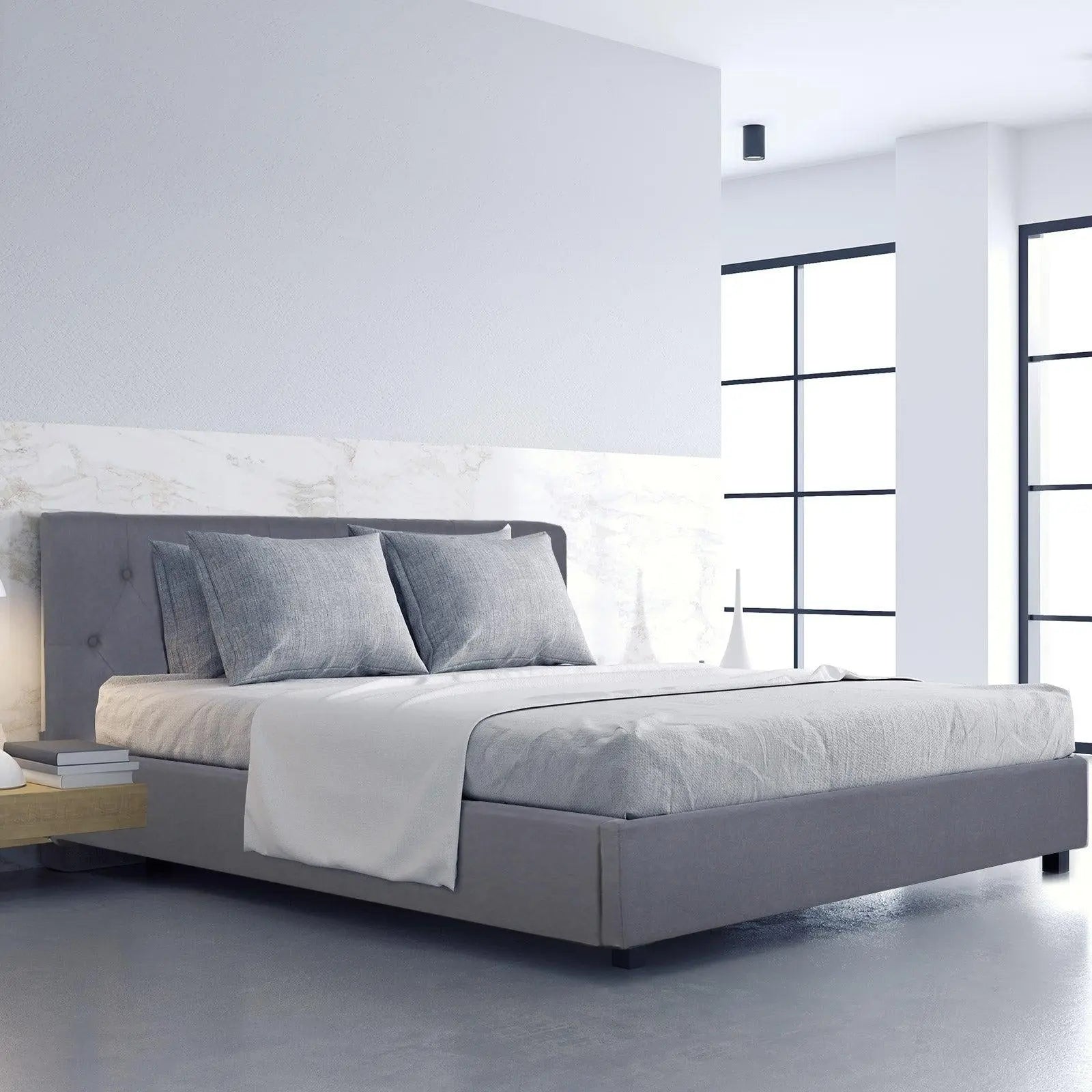 Milano Capri Luxury Gas Lift Bed Frame Base And Headboard With Storage All Sizes Grey Single Deals499