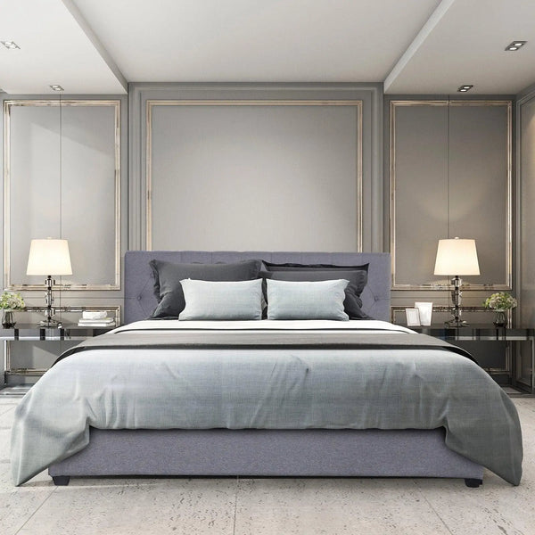 Milano Capri Luxury Gas Lift Bed Frame Base And Headboard With Storage All Sizes Grey Single Deals499