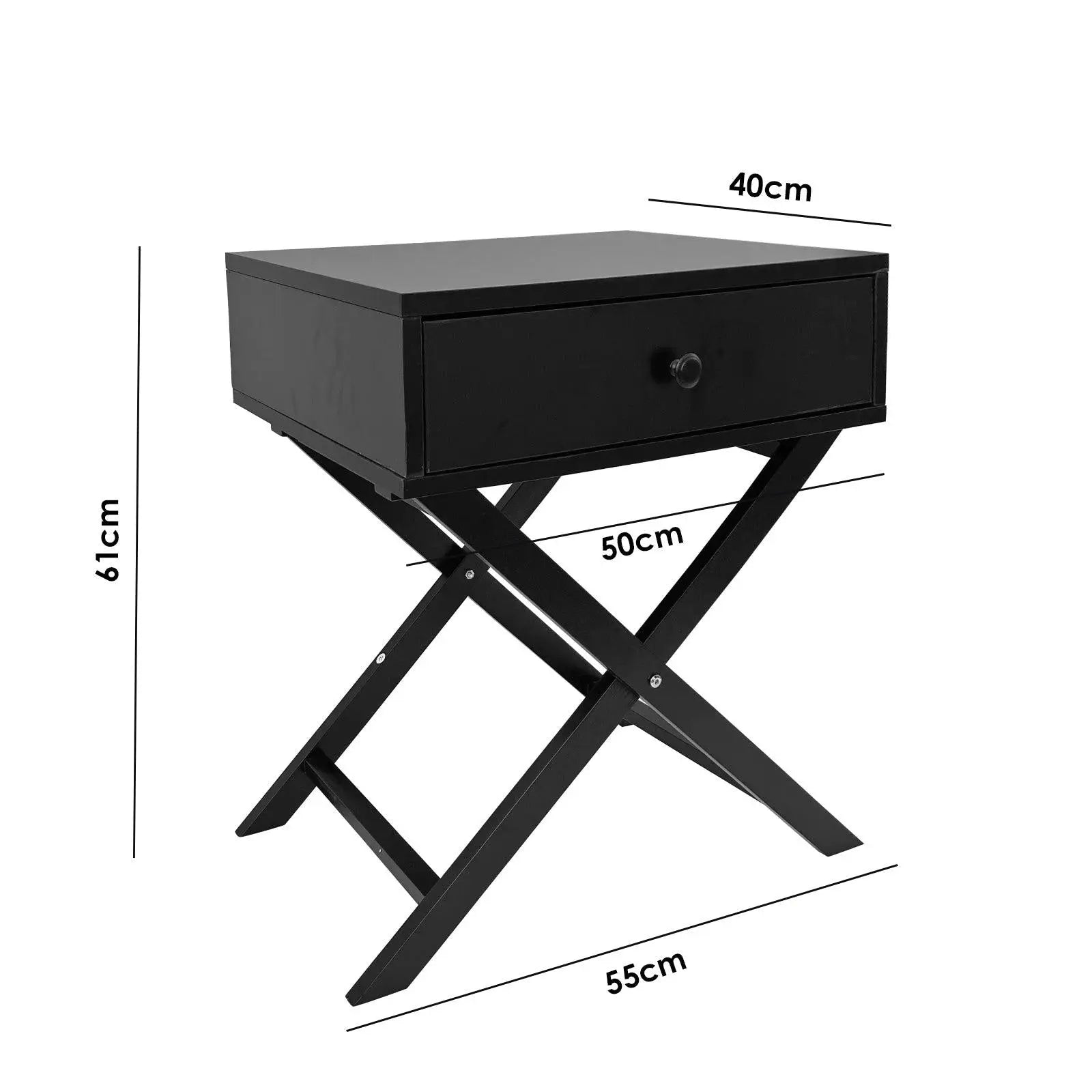 Milano Decor Bedside Table Surry Hills Black Storage Cabinet Bedroom One Pack Deals499