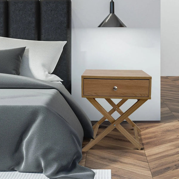 Milano Decor Bedside Table Surry Hills Oak Storage Cabinet Bedroom One Pack Deals499