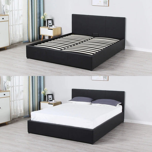 Milano Luxury Gas Lift Bed Frame And Headboard King Black Deals499