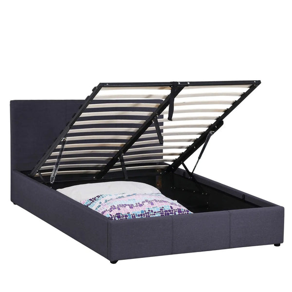 Milano Luxury Gas Lift Bed Frame Base And Headboard With Storage All Sizes Charcoal Queen Deals499