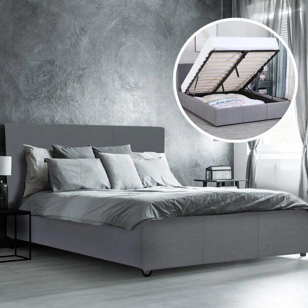 Milano Luxury Gas Lift Bed Frame Base And Headboard With Storage All Sizes Grey King Deals499