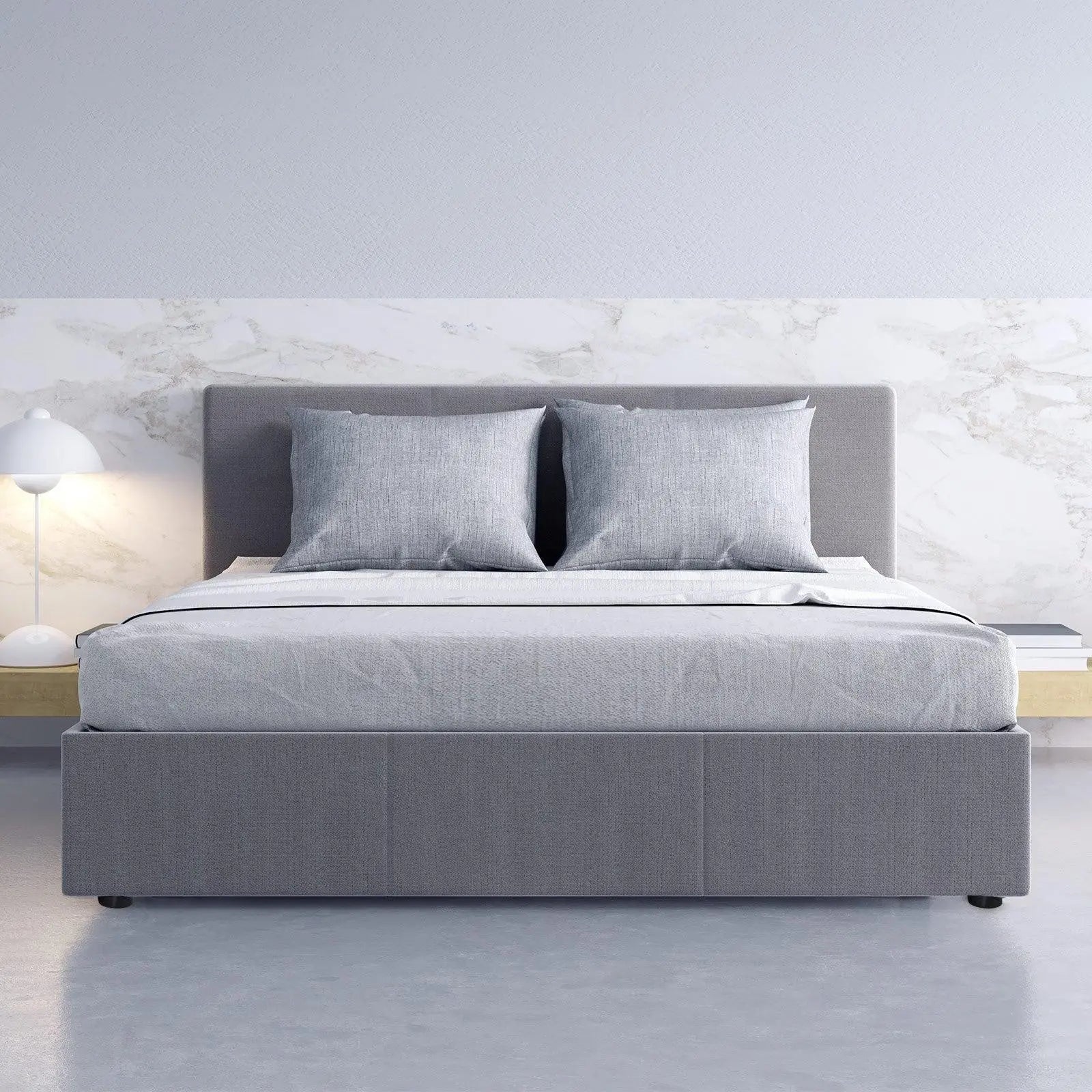 Milano Luxury Gas Lift Bed Frame Base And Headboard With Storage All Sizes Grey King Deals499