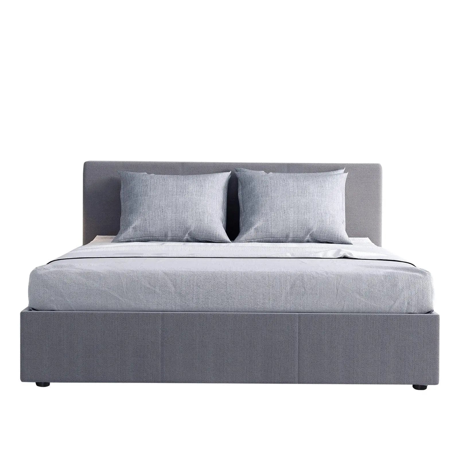 Milano Luxury Gas Lift Bed Frame Base And Headboard With Storage All Sizes Grey Queen Deals499