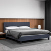 Milano Sienna Luxury Bed Frame Base And Headboard Solid Wood Padded Linen Fabric Charcoal Queen Deals499