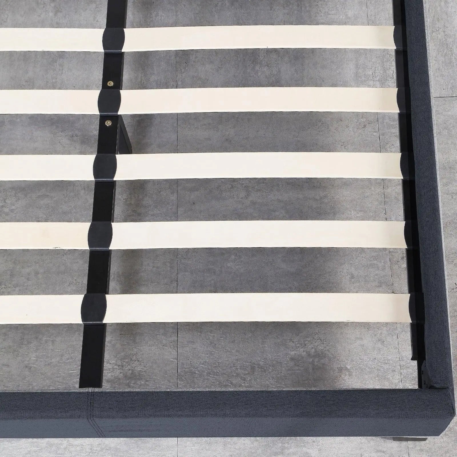 Milano Sienna Luxury Bed Frame Base And Headboard Solid Wood Padded Linen Fabric Charcoal Queen Deals499