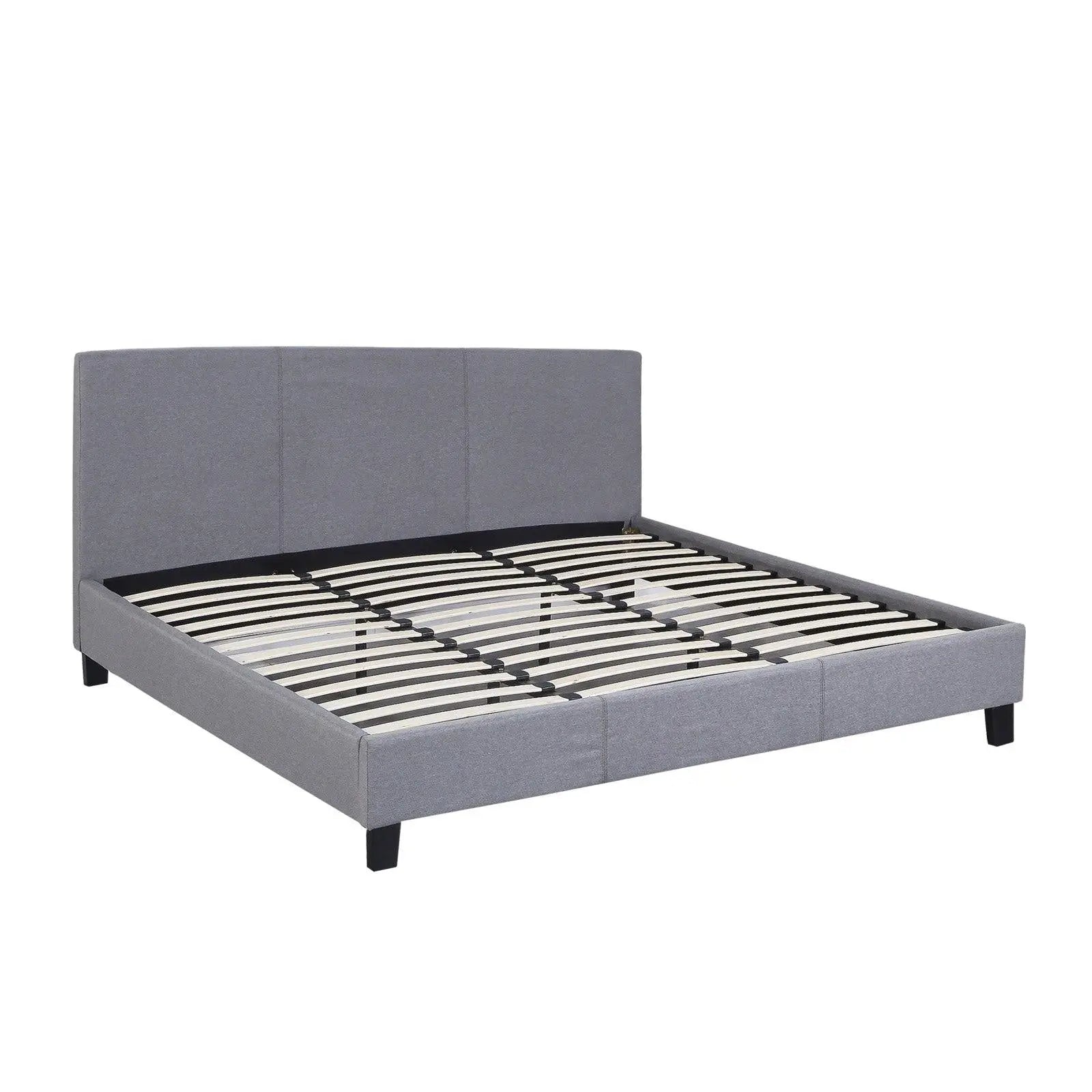 Milano Sienna Luxury Bed Frame Base And Headboard Solid Wood Padded Linen Fabric Grey King Single Deals499
