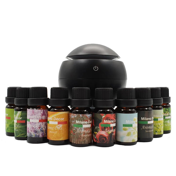 Milano Ultrasonic USB Diffuser with 10 Aroma Oils Humidifier LED Light 130ml - Black Deals499