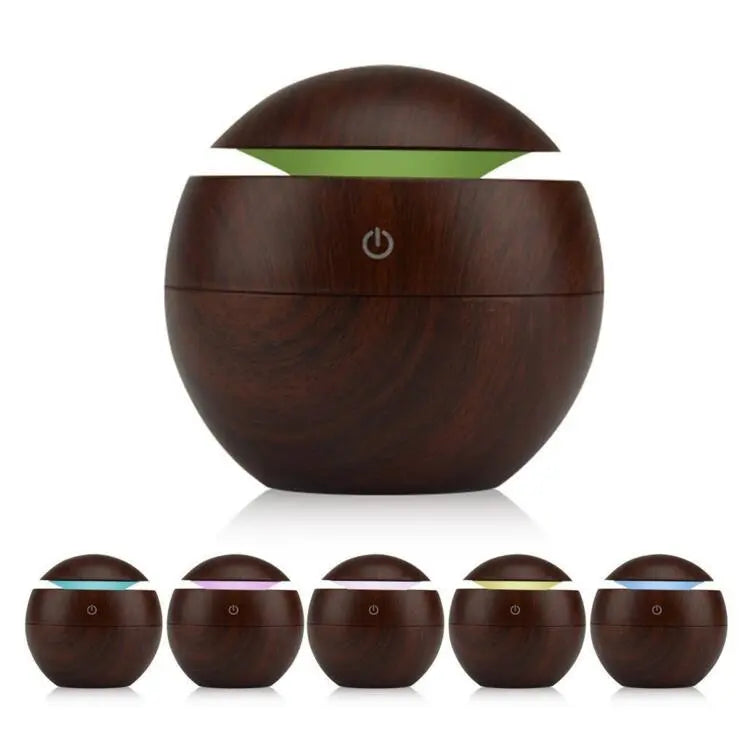 Milano Ultrasonic USB Diffuser with 10 Aroma Oils Humidifier LED Light 130ml - Dark Wood Deals499