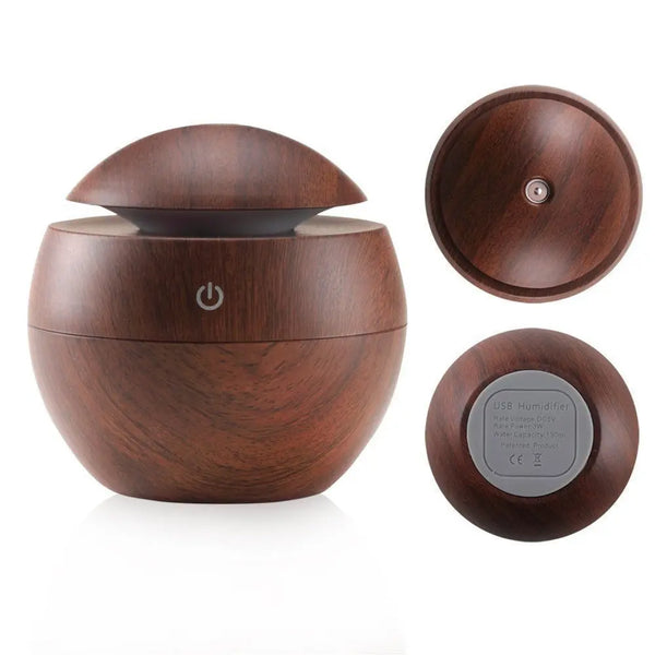 Milano Ultrasonic USB Diffuser with 10 Aroma Oils Humidifier LED Light 130ml - Dark Wood Deals499