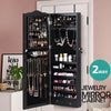 Mirror Jewellery Cabinet Makeup Storage Ear Ring Necklace Box Wall Door Black AU Deals499