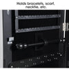 Mirror Jewellery Cabinet Makeup Storage Ear Ring Necklace Box Wall Door Black AU Deals499