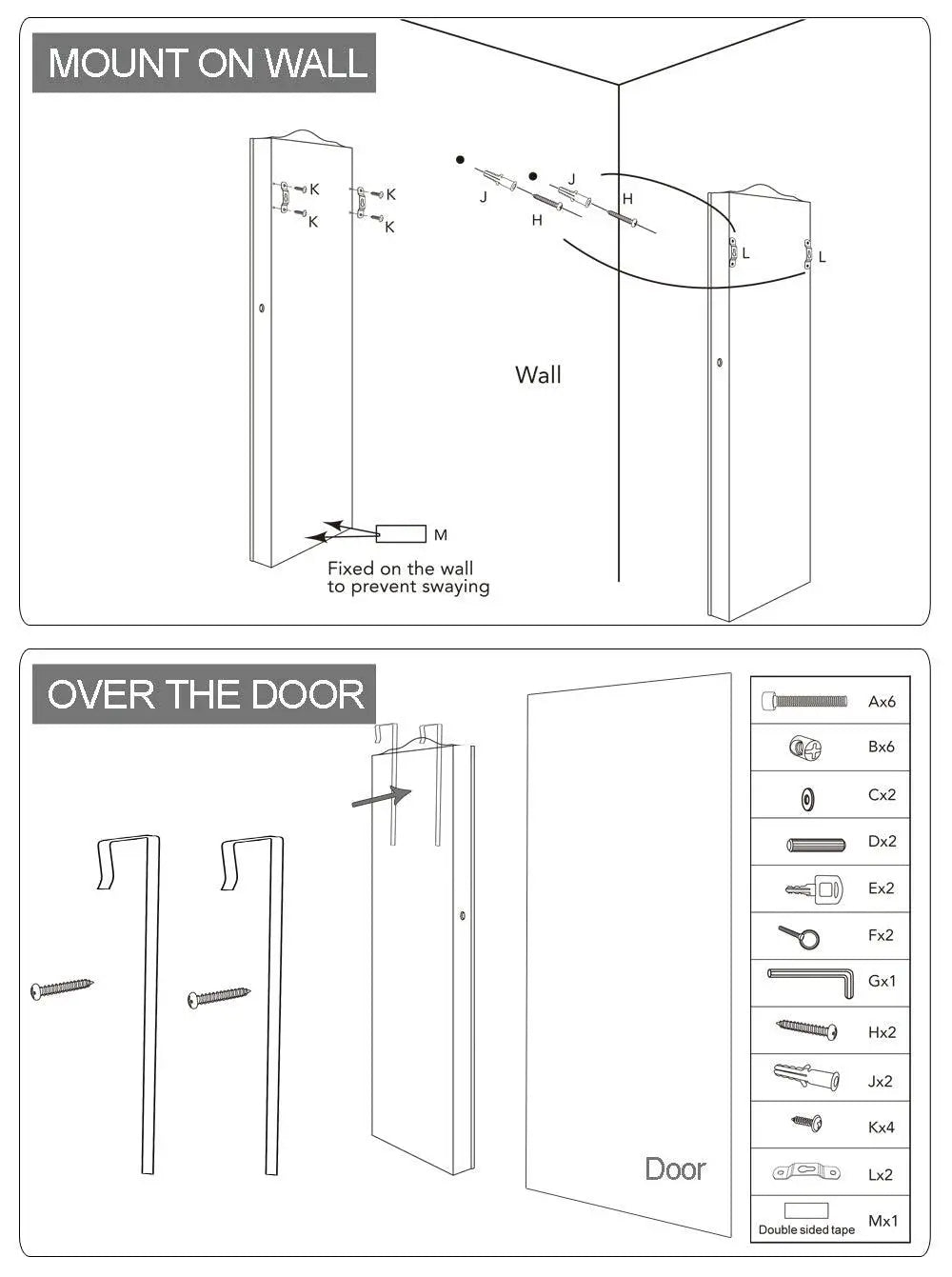 Mirror Jewellery Cabinet Makeup Storage Ear Ring Necklace Box Wall Door Black AU Deals499