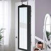 Mirror Jewellery Cabinet Makeup Storage Ear Ring Necklace Box Wall Door Black AU Deals499
