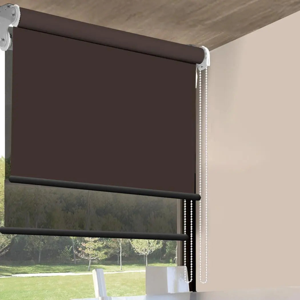 Modern Day/Night Double Roller Blinds Commercial Quality 120x210cm Coffee Black Deals499