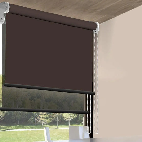 Modern Day/Night Double Roller Blinds Commercial Quality 120x210cm Coffee Black Deals499