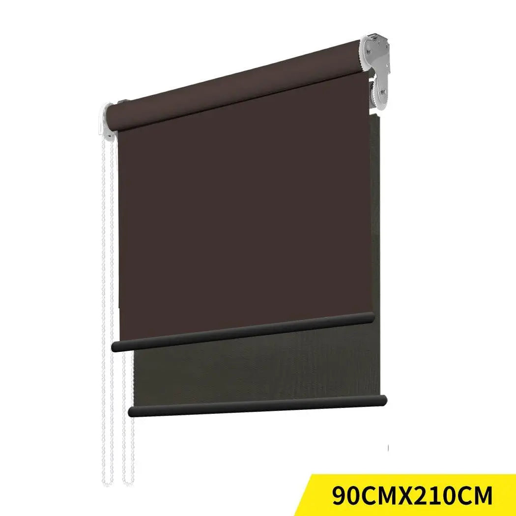Modern Day/Night Double Roller Blinds Commercial Quality 90x210cm Coffee Black Deals499