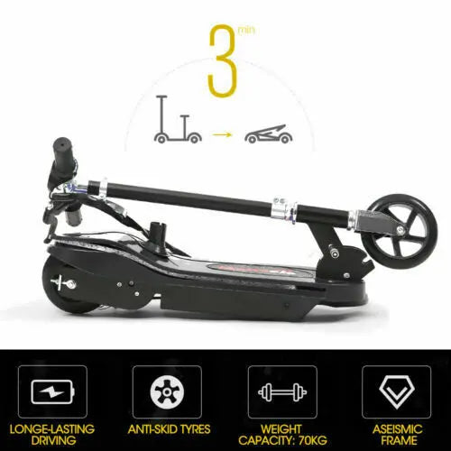 Monvelo Folding Electric Scooter LED Portable Commuter Adults Kids e-Bike Black Deals499
