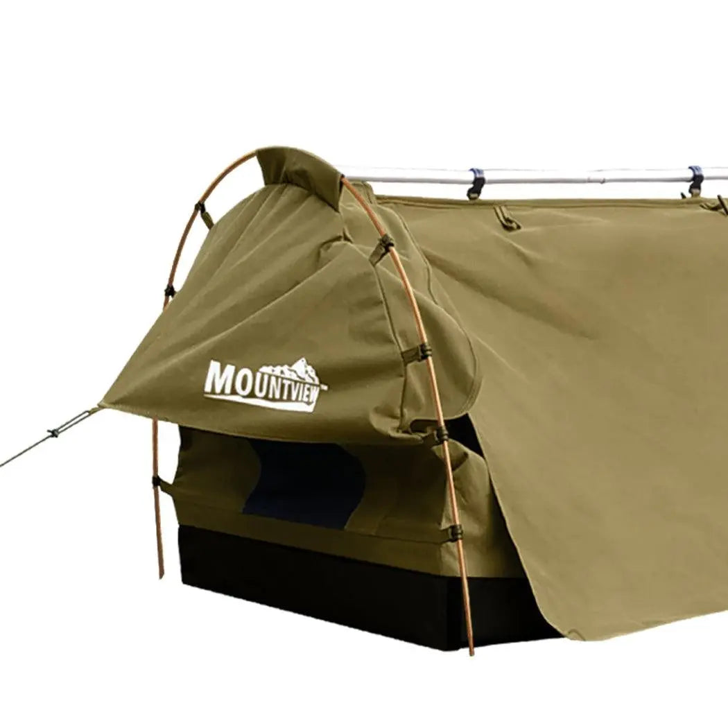 Mountview King Single Swag Camping Swags Canvas Dome Tent Free Standing Khaki Deals499