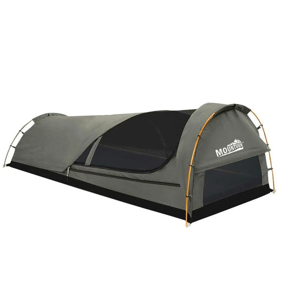 Mountview King Single Swag Camping Swags Canvas Dome Tent Hiking Mattress Grey Deals499