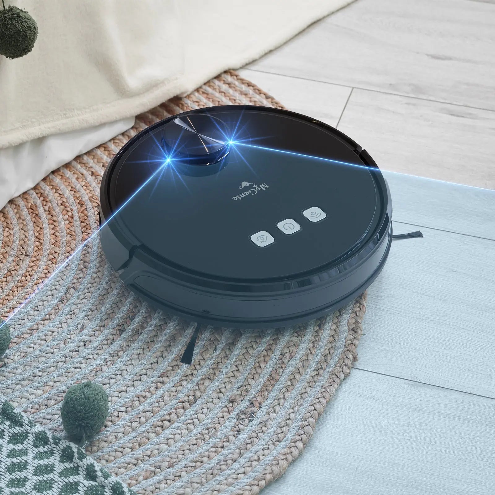 MyGenie Laser Smart Pro IQ 360 Robot Vacuum Cleaner Black WIFI Remote Control Deals499