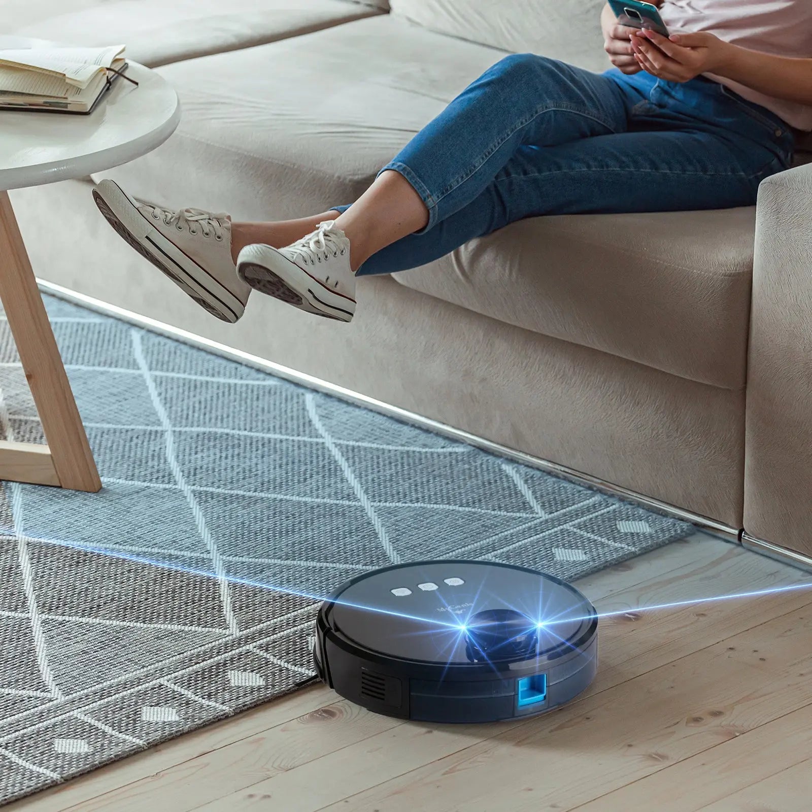 MyGenie Laser Smart Pro IQ 360 Robot Vacuum Cleaner Black WIFI Remote Control Deals499