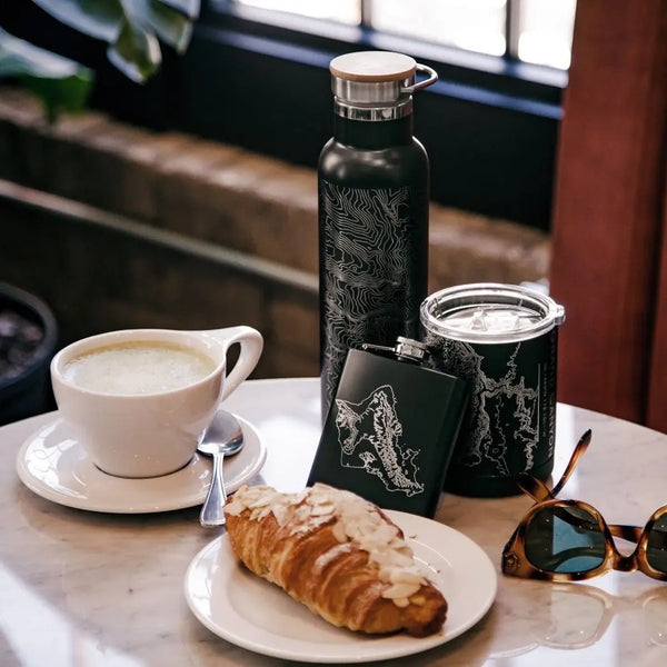 Northglenn - Colorado Map Bottle with Bamboo Top in Matte Black Cyan Castor