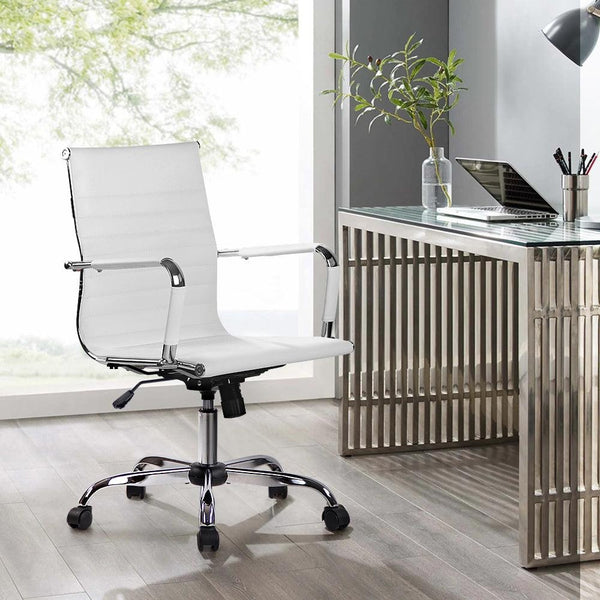 Artiss Gaming Office Chair Computer Desk Chairs Home Work Study White Mid Back Deals499