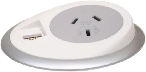 OE Elsafe: Pixel 1 x GPO / 1 x Data Coupler with 2000mm Lead with 10A three pin plug - White/Silver Deals499