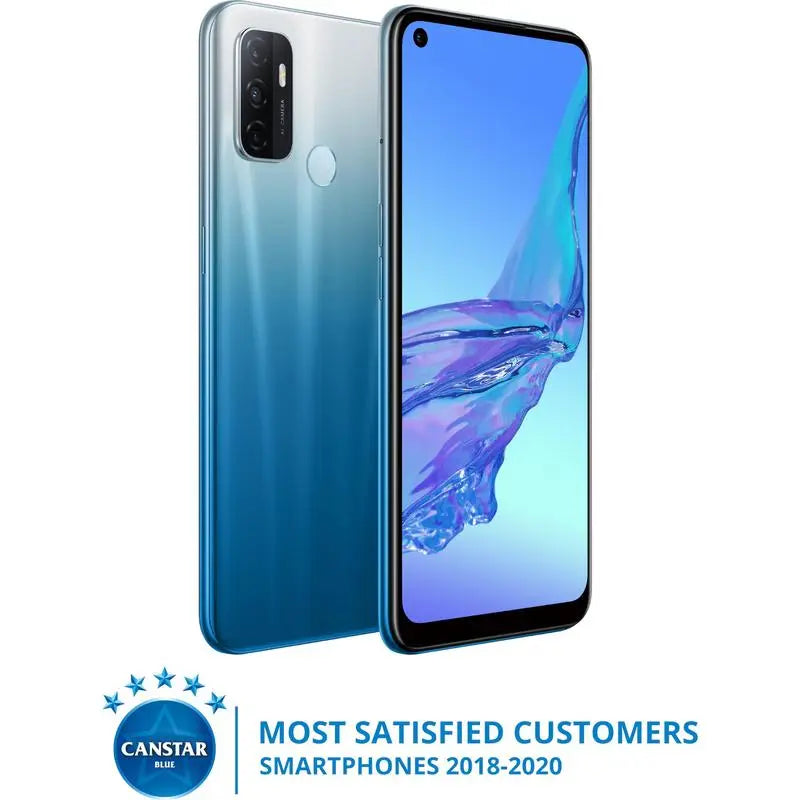 OPPO A53s 128GB Fancy Blue - 6.5' HD+ LED Screen, Qualcomm SM4250 Processor, Dual Sim, 4GB RAM, Tri-Camera, 18W Fast Charging, 5000mAh battery OPPO