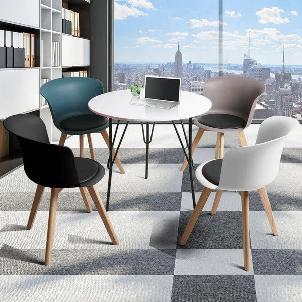 Office Meeting Table Chair Set 4 PU Leather Seat Dining Tables Chair Round Desk Type 1 Deals499