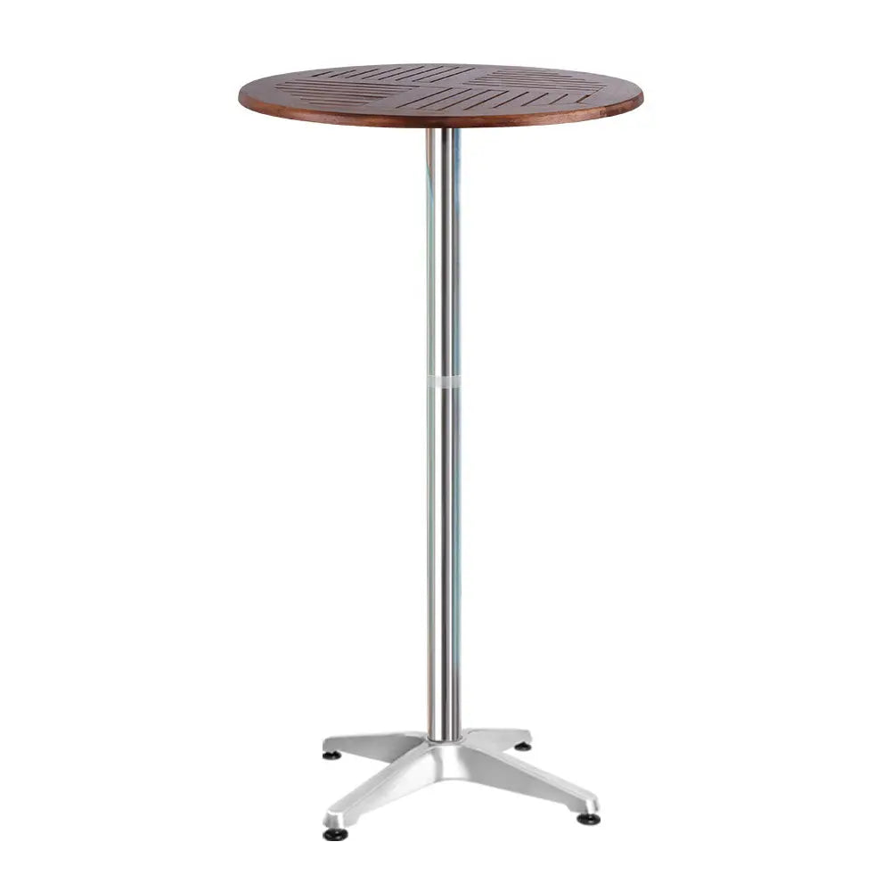 Outdoor Bar Table Furniture Wooden Cafe Table Aluminium Adjustable Round Gardeon Deals499