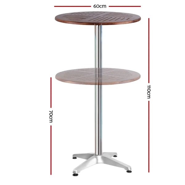 Outdoor Bar Table Furniture Wooden Cafe Table Aluminium Adjustable Round Gardeon Deals499