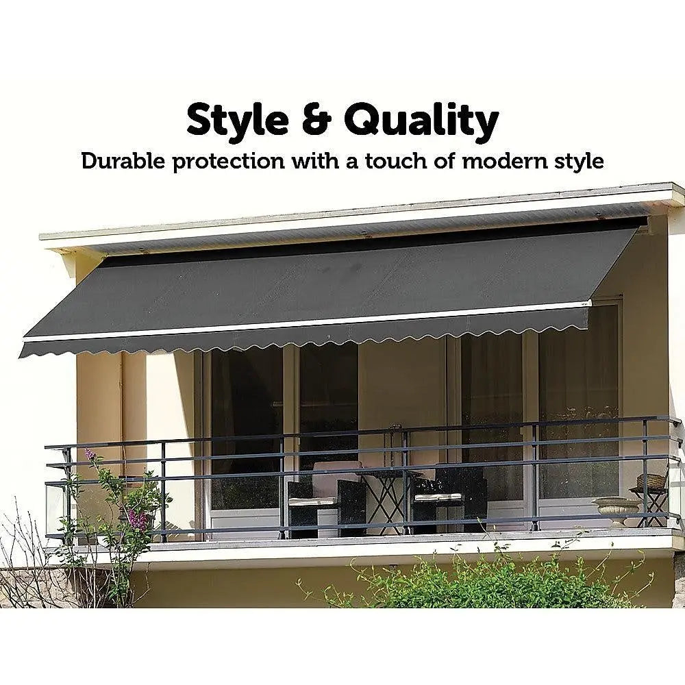 Outdoor Folding Arm Awning Retractable Sunshade Canopy Grey 4.0m x 2.5m Deals499