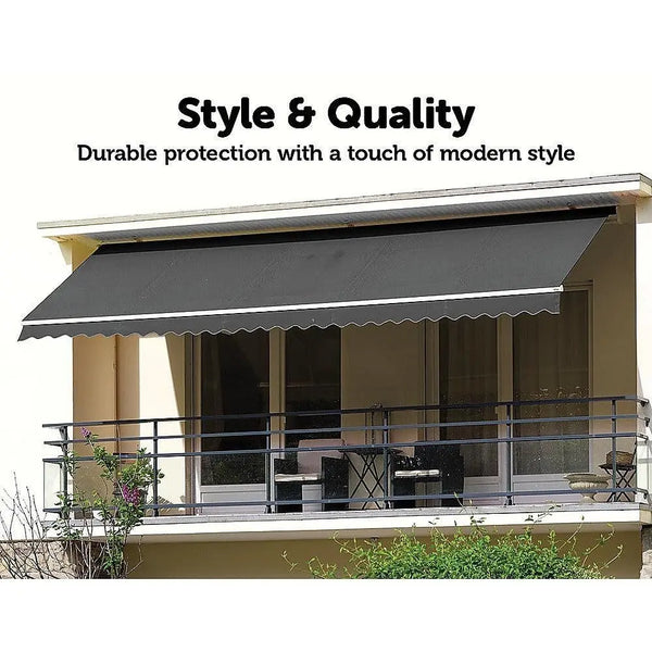 Outdoor Folding Arm Awning Retractable Sunshade Canopy Grey 4.0m x 2.5m Deals499