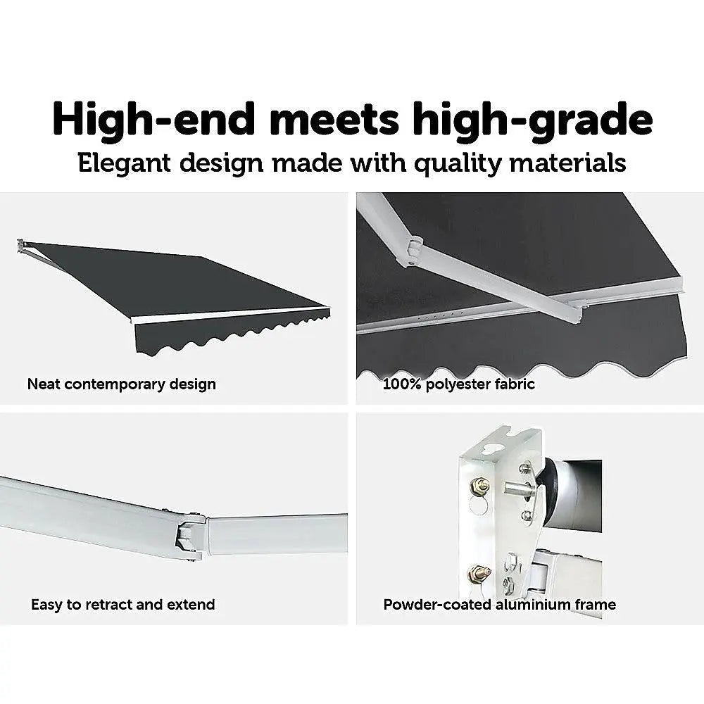 Outdoor Folding Arm Awning Retractable Sunshade Canopy Grey 4.0m x 2.5m Deals499