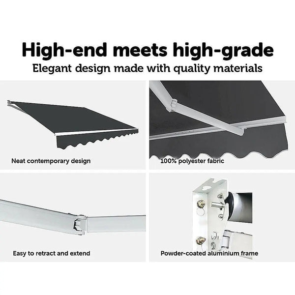Outdoor Folding Arm Awning Retractable Sunshade Canopy Grey 4.0m x 2.5m Deals499
