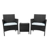 Outdoor Furniture Set Patio Garden 3 Pcs Chair Table Rattan Wicker Cushion Seat Black Deals499