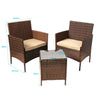 Outdoor Furniture Set Patio Garden 3 Pcs Chair Table Rattan Wicker Cushion Seat Brown Deals499
