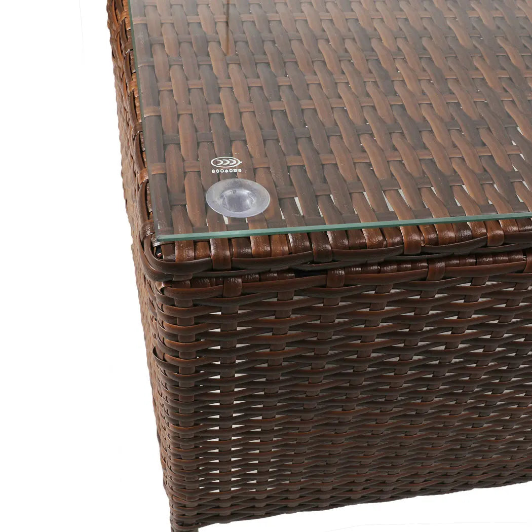 Outdoor Furniture Set Patio Garden 3 Pcs Chair Table Rattan Wicker Cushion Seat Brown Deals499
