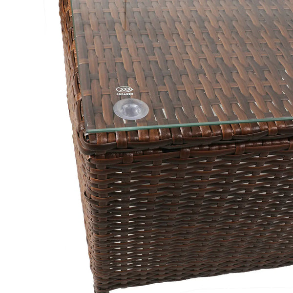 Outdoor Furniture Set Patio Garden 3 Pcs Chair Table Rattan Wicker Cushion Seat Brown Deals499