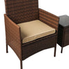 Outdoor Furniture Set Patio Garden 3 Pcs Chair Table Rattan Wicker Cushion Seat Brown Deals499