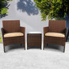 Outdoor Furniture Set Patio Garden 3 Pcs Chair Table Rattan Wicker Cushion Seat Brown Deals499